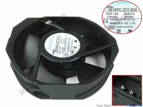 151482 NMB-MAT / Minebea 5915PC-23T-B30 Server - Round Fan B00, dia172x150x38mm, 0-wire, AC 220V 40W NMB-MAT / Minebea 5915PC-23T-B30 Server - Round Fan 