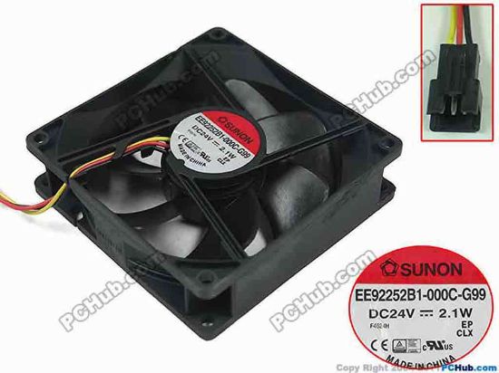 151537 SUNON EE92252B1-000C-G99 Server - Square Fan , sq90x90x25mm, w80x3x3, DC 24V 2.1W SUNON EE92252B1-000C-G99 Server - Square Fan 