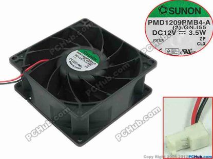 151724 SUNON PMD1209PMB4-A Server - Square Fan (2).GN.I55, sq90x90x39mm, 2-wire, DC 12V 3.5W SUNON PMD1209PMB4-A Server - Square Fan 