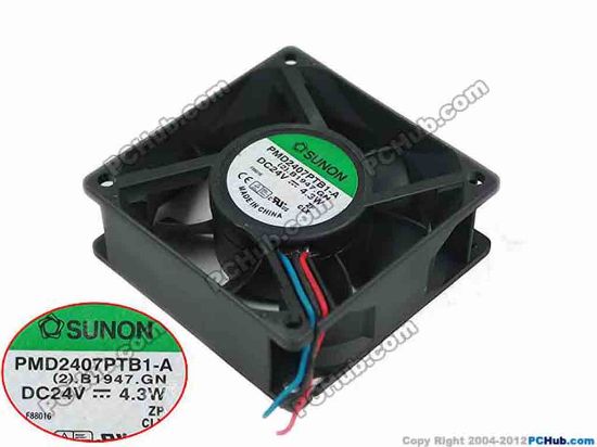 151729 SUNON PMD2407PTB1-A Server - Square Fan (2).B1947.GN, sq70x70x25mm, 3-wire, DC 24V 4.3W SUNON PMD2407PTB1-A Server - Square Fan