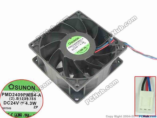 151736 SUNON PMD2409PMB4-A Server - Square Fan (2).B1339.155, sq90x90x38mm, 3-wire, DC 24V 4.3W SUNON PMD2409PMB4-A Server - Square Fan 