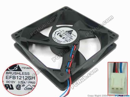 151847 Delta Electronics EFB1212SH Server - Square Fan EFB1212SH, FR00, DC 12V 0.75A, 120x120x25mm Delta Electronics EFB1212SH Server - Square Fan 