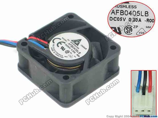 151910 Delta Electronics AFB0405LB Server - Square Fan -R00, sq40x40x15mm, w50x3x3, DC 5V 0.20A Delta Electronics AFB0405LB Server - Square Fan 