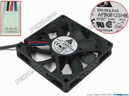152001 Delta Electronics AFB0812SHB Server - Square Fan -5Q14, sq80x80x15mm, 3-wire, DC 12V 0.40A Delta Electronics AFB0812SHB Server - Square Fan 