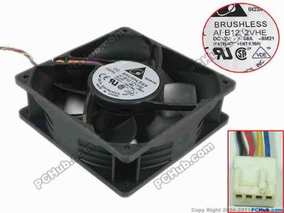 152024 Delta Electronics AFB1212VHE Server - Square Fan -8M21, sq120x120x38mm, 4-wire, DC 12V 0.68A Delta Electronics AFB1212VHE Server - Square Fan 