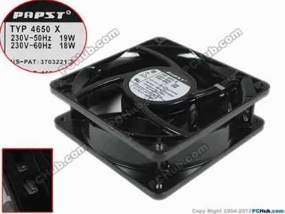 152242 ebm-papst 4650 X Server - Square Fan , sq119x119x38mm, 2-wire, AC 230V 18W ebm-papst 4650 X Server - Square Fan 