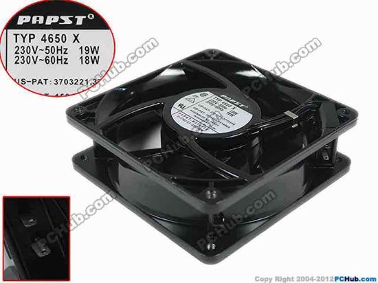 152242 ebm-papst 4650 X Server - Square Fan , sq119x119x38mm, 2-wire, AC 230V 18W ebm-papst 4650 X Server - Square Fan 