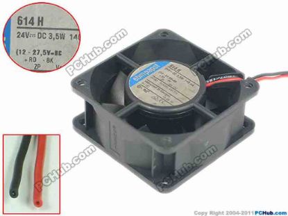 152247 ebm-papst 614 H Server - Square Fan , sq60x60x25mm, 2-wire, DC 24V 3.5W ebm-papst 614 H Server - Square Fan 