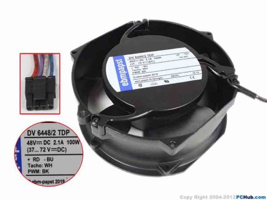 152267 ebm-papst DV 6448 /2TDP Server - Round Fan , dia172x150x51mm, 4-wire, DC 48V 100W ebm-papst DV 6448 /2TDP Server - Round Fan