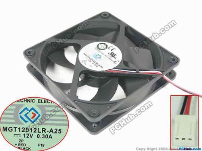 152413 Protechnic Magic MGT12012LR-A25 Server - Square Fan , sq120x120x25mm, 3-wire, DC 12V 0.30A Protechnic Magic MGT12012LR-A25 Server - Square Fan 
