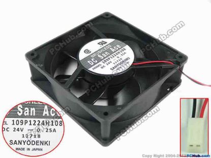 153090 Sanyo Denki 109P1224H108 Server - Square Fan , sq120x120x38mm, 2-wire, DC 24V 0.25A Sanyo Denki 109P1224H108 Server - Square Fan