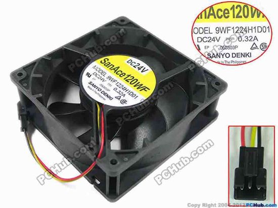 153323 Sanyo Denki 9WF1224H1D01 Server - Square Fan , sq120x120x38mm, 3-wire, DC 24V 0.32A Sanyo Denki 9WF1224H1D01 Server - Square Fan 