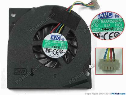 153627 AVC BAAA0508R5H Cooling Fan   P003,  5V 0.5A, Bare fan AVC BAAA0508R5H Cooling Fan
