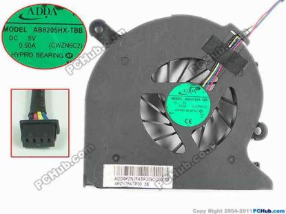 153747 ADDA AB8205HX-TBB Cooling Fan  CWZN6C2, DC 5V 0.30A Bare Fan ADDA AB8205HX-TBB Cooling Fan  