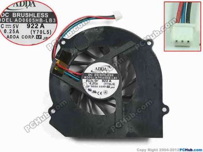 153749 ADDA AD0605HB-LB3 Cooling Fan  Y70L5, DC 5V 0.25A Bare Fan ADDA AD0605HB-LB3 Cooling Fan  
