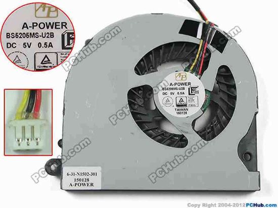 153758 A-Power BS5205MS-U2B Cooling Fan  BS5205MS-U2B, 6-31-N1502-301 A-Power BS5205MS-U2B Cooling Fan