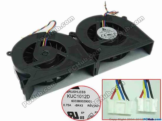 153933 Delta Electronics KUC1012D Cooling Fan  BK43, DC 12V 0.75A Bare Fan Delta Electronics KUC1012D Cooling Fan  