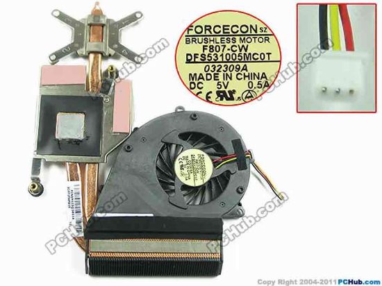 153983 Forcecon DFS531005MC0T Cooling Fan  F807-CW, DC 5V 0.50A Heatsink Fan Forcecon DFS531005MC0T Cooling Fan  