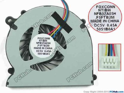 154017 Foxconn NFB57A05H Cooling Fan  F1FTB2M, DC 5V 0.45A Bare Fan Foxconn NFB57A05H Cooling Fan  