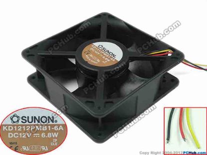154752 SUNON KD1212PMB1-6A Server - Square Fan sq120x120x38, 3-wire, 12V 6.8W SUNON KD1212PMB1-6A Server - Square Fan 