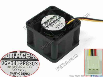 156797 Sanyo Denki 9GV0412FG303 Server - Square Fan sq40x28m, w320x3x3, 12V 0.47A Sanyo Denki 9GV0412FG303 Server - Square Fan 