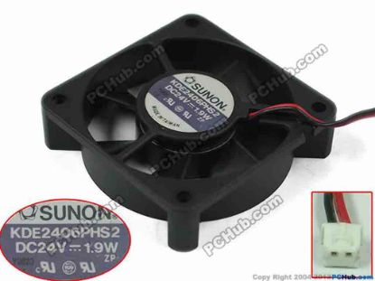 156818 SUNON KDE2406PHS3 Server - Square Fan DC 24V 1.9W, 60x60x15mm, KDE2406PHS2, 80mm, 2-wire SUNON KDE2406PHS3 Server - Square Fan 