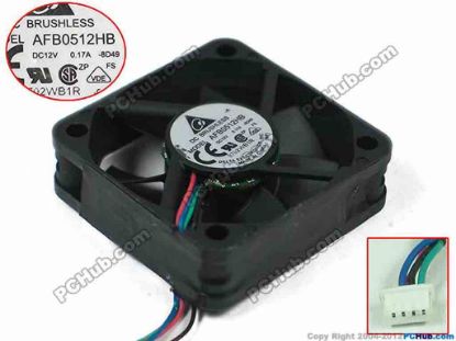 157283 Delta Electronics AFB0512HB Server - Square Fan -8D49, sq50x50x15mm, 4-wire, DC 12V 0.17A Delta Electronics AFB0512HB Server - Square Fan 