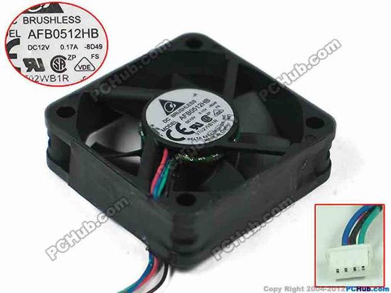 157283 Delta Electronics AFB0512HB Server - Square Fan -8D49, sq50x50x15mm, 4-wire, DC 12V 0.17A Delta Electronics AFB0512HB Server - Square Fan 