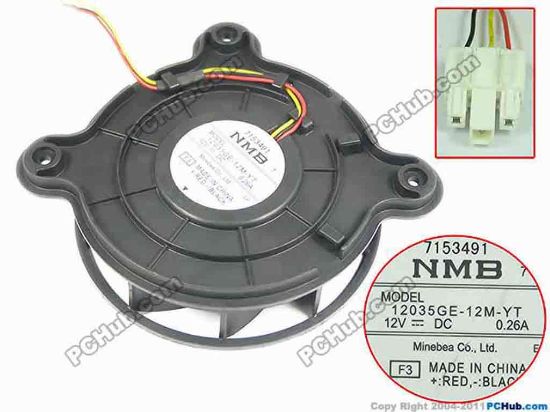 158088 NMB-MAT / Minebea 12035GE-12M-YT Server - Round Fan 3-wire, 12V 0.26A NMB-MAT / Minebea 12035GE-12M-YT Server - Round Fan