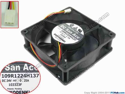 159238 Sanyo Denki 109R1224H137 Server - Square Fan sq120x120x38, w160x3x3, DC 24V 0.25A Sanyo Denki 109R1224H137 Server - Square Fan 