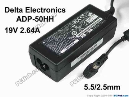 159261 Delta Electronics ADP-50HH REV:B AC Adapter- Laptop ADP-50HH REV.B, 19V 2.64A, Barrel 5.5/2.5mm, 3-Pro Delta Electronics ADP-50HH REV:B AC Adapter- Laptop 
