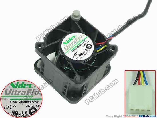 164778 Nidec V40S12BUB5-57A05 Server - Square Fan SF40x40x28, w4, 12V 0.53A Nidec V40S12BUB5-57A05 Server - Square Fan 
