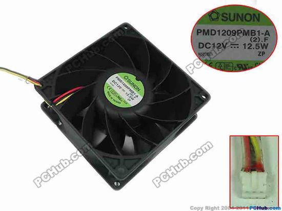 166228 SUNON PMD1209PMB1-A Server - Square Fan (2).F, SF90x90x38, w3, 12V 12.5W SUNON PMD1209PMB1-A Server - Square Fan 