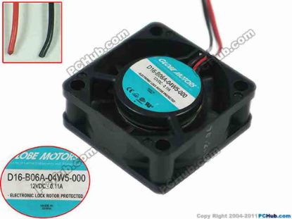 166420 Other Brands GLOBE MOTORS Server - Square Fan D16-B06A-04W5-000, 12V 0.11A, 40x40x15mm Other Brands GLOBE MOTORS Server - Square Fan 