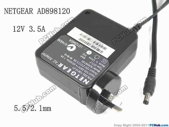 167323 NETGEAR AD898120 AC Adapter 5V-12V 12V 3.5A, Barrel 5.5/2.1mm, AU 2-Pin Plug NETGEAR AD898120 AC Adapter 5V-12V FA B