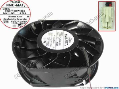 168607 NMB-MAT / Minebea 5920FT-D5W-B60 Server - Round Fan DC 24V 4.8A, 172x150x51mm NMB-MAT / Minebea 5920FT-D5W-B60 Server - Round Fan