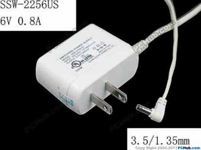 168652 Salom SSW-2256US AC Adapter 5V-12V SSW-2256US, 6V 0.8A, US 2-Pin Plug Salom SSW-2256US AC Adapter 5V-12V 