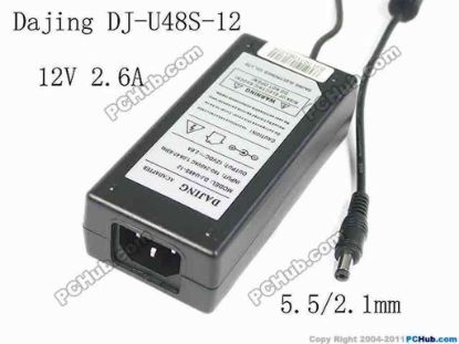 168654 Dajing DJ-U48S-12 AC Adapter 5V-12V 12V 2.6A, 5.5/2.1mm,  C14, New Dajing DJ-U48S-12 AC Adapter 5V-12V 