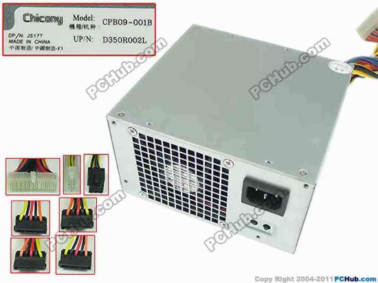 168681 Chicony CPB09-001B Server - Power Supply CPB09-001B, 0J517T Chicony CPB09-001B Server - Power Supply 