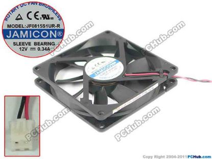 170869 Jamicon JF0815S1UR-R Server - Square Fan 12V0.34A, sq80x80x15mm, 100x2Wx2P Jamicon JF0815S1UR-R Server - Square Fan