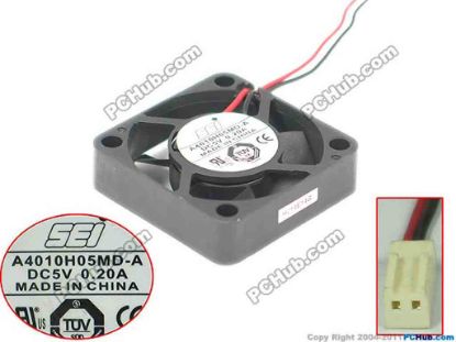 171809 SEI A4010H05MD-A Server - Square Fan 5V0.20A, sq40x40x10mm, 100x2Wx2P SEI A4010H05MD-A Server - Square Fan