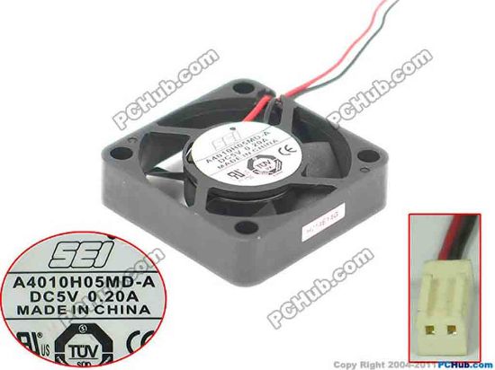171809 SEI A4010H05MD-A Server - Square Fan 5V0.20A, sq40x40x10mm, 100x2Wx2P SEI A4010H05MD-A Server - Square Fan