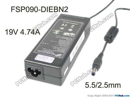 172496 FSP Group Inc FSP090-DIEBN2 AC Adapter- Laptop 19V 4.74A, Barrel 5.5/2.5mm, 3-Prong FSP Group Inc FSP090-DIEBN2 AC Adapter- Laptop
