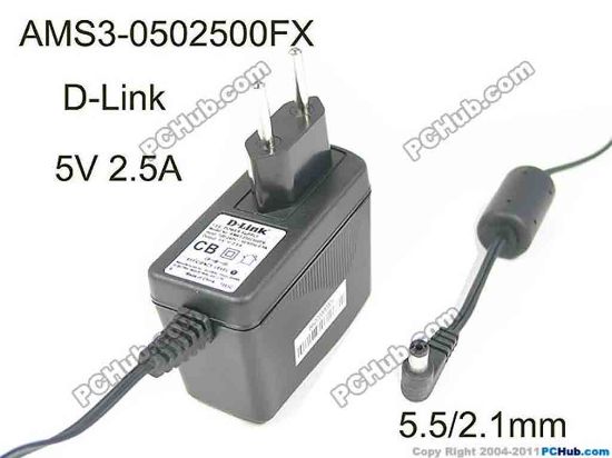 178846 D-Link AMS3-0502500FX AC Adapter 5V-12V 5V 2.5A, Barrel 5.5/2.1mm, EU 2-Pin Plug， NEW D-Link AMS3-0502500FX AC Adapter 5V-12V
