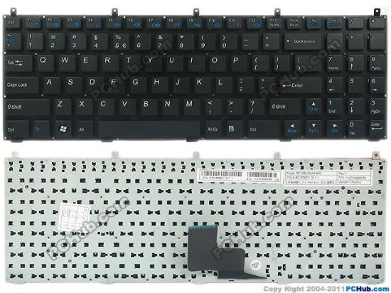 Picture of Clevo P150HM Keyboard US, 15", Black, New P/N:6-80-M9801-011-1, MP-08J46U4-430, S/N:1127039950M