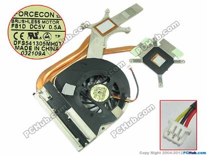 Picture of Acer Aspire 7735 Series Cooling Fan  F81D, w50x3x3, 5V 0.5A, Heatsink fan