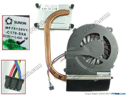 Picture of HP Pavilion G6-1c00 series Cooling Fan  641024-001, Intel UMA, Heatsink FAN