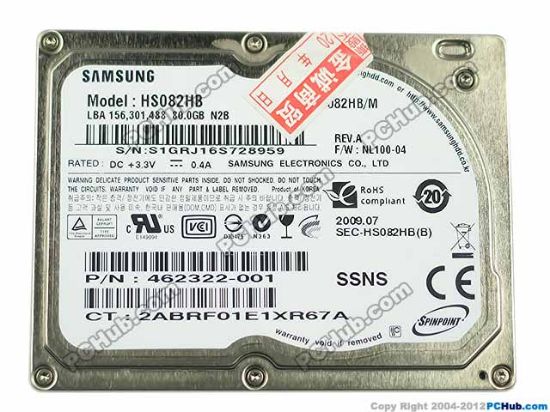 Picture of Samsung HS082HB HDD 1.8" CF ZIF LIF HS082HB/A, 80GB