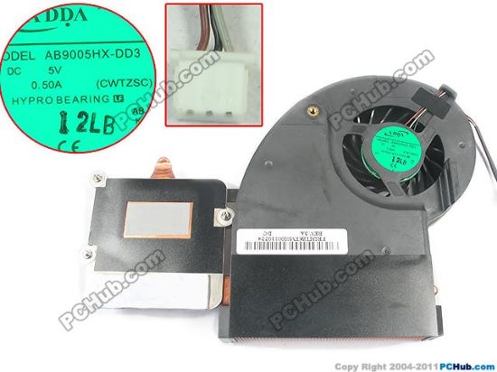 Picture of ADDA AB9005HX-DD3 Cooling Fan  CWTZSC, DC5V 0.50A, Heatsink fan