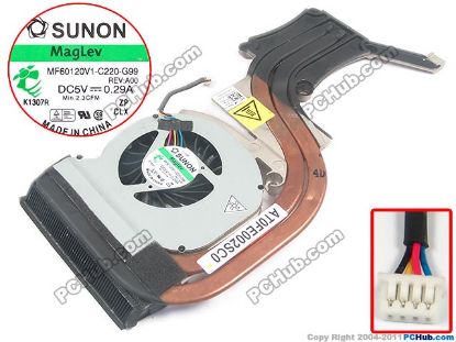 Picture of Dell Latitude E6420 Cooling Fan  DP/N: TYP01 0TYP01, AT0FE002SC0, Heatsink fan